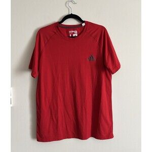 Adidas Ultimate Tee Climalite Mens Large Red‎ Athletic Lounge Casual Workout Gym